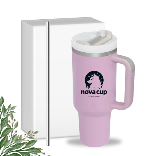 NOVACUP Thermobecher 1200ml in 6 Farben – XXL Isolierbecher aus Edelstahl BPA-frei mit Henkel und Strohhalm