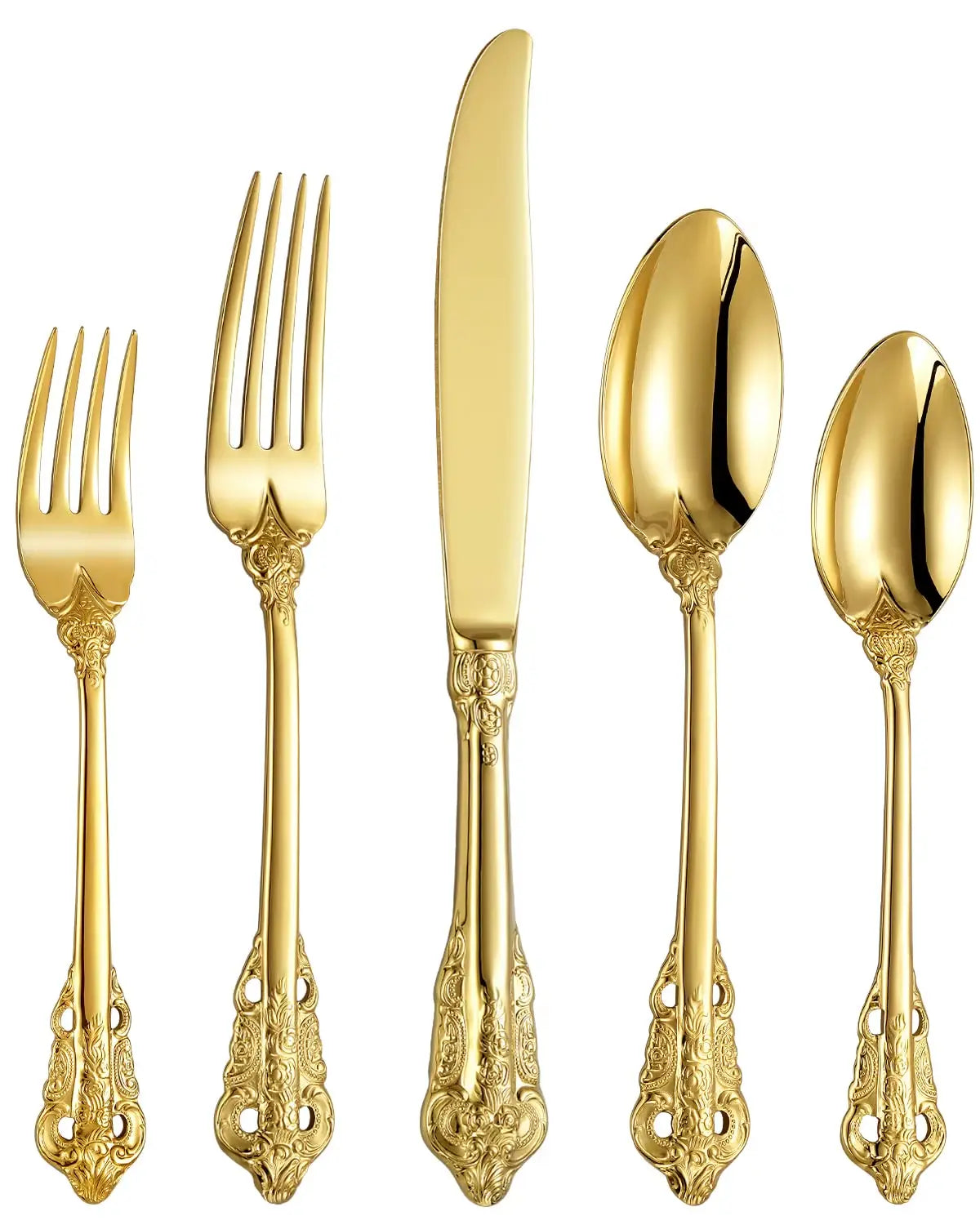 Goldenes Besteckset im Barock Design – Edelstahl Besteckset Royal King 24-teilig mit Löffel, Gabel und Messer