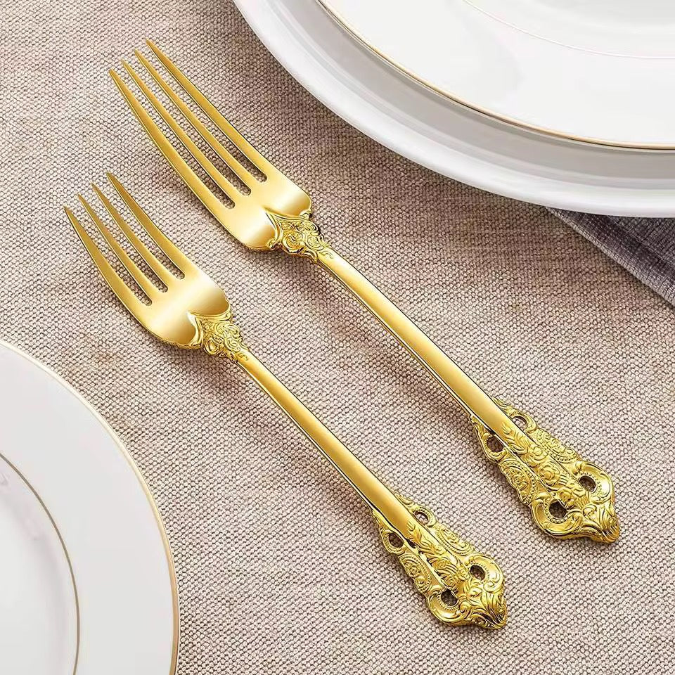 Royal King Besteckset Gold im Barock Design – Edelstahl Luxus Besteck 24-teilig