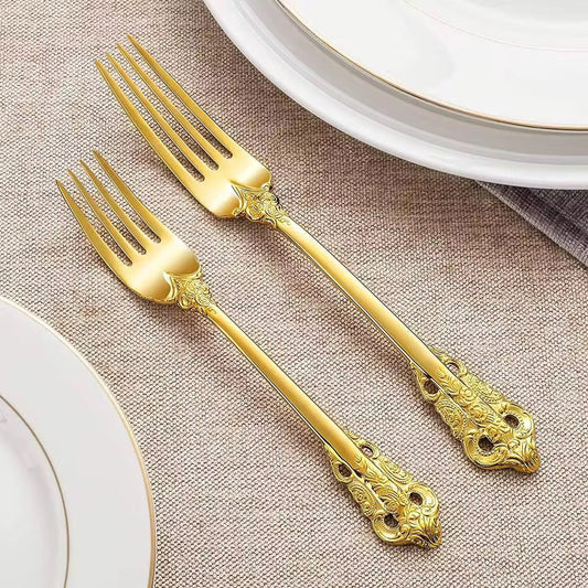 Royal King Besteckset Gold im Barock Design – Edelstahl Luxus Besteck 24-teilig