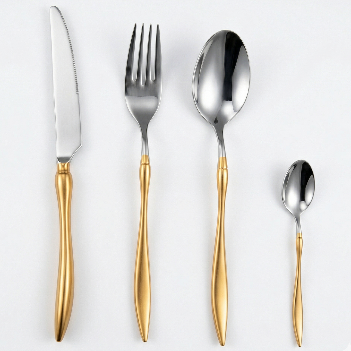 Velora Besteckset Gold Silber 24-teilig aus Edelstahl 18/10 Messer Gabel Löffel Set
