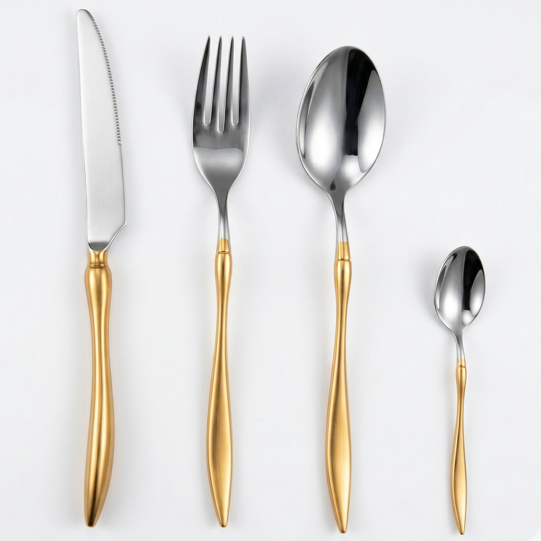Velora Besteckset Gold Silber 24-teilig aus Edelstahl 18/10 Messer Gabel Löffel Set