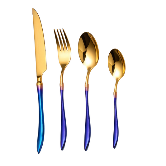 Velora Besteckset Rainbow 24-teilig aus Edelstahl 18/10 Messer Gabel Löffel Set